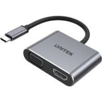 Unitek 4-in-1 USB Type-C Hub (HDMI 4K 60Hz + VGA + USB2.0 + USB-C PD 100W), Space Grey