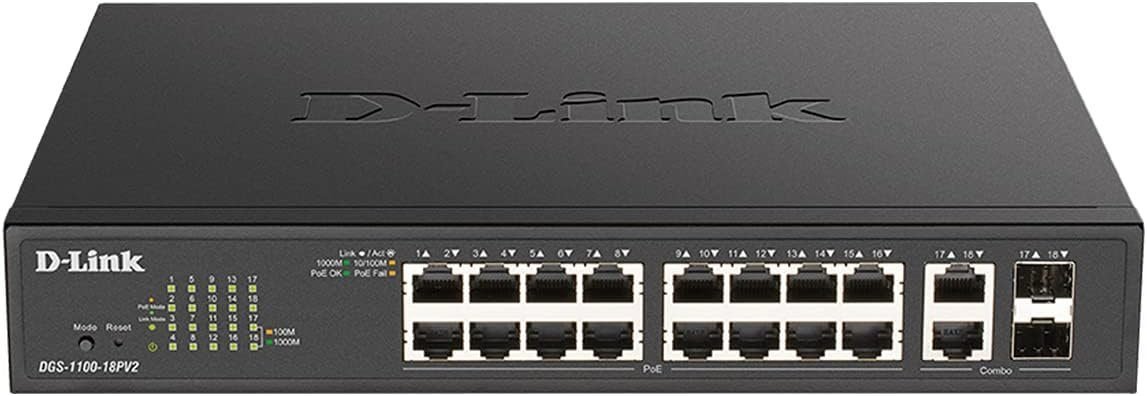 D-Link 16-Port Gigabit Smart Managed PoE+ Switch with 2 SFP | Business Network Solution - Oryx Computers Qatar