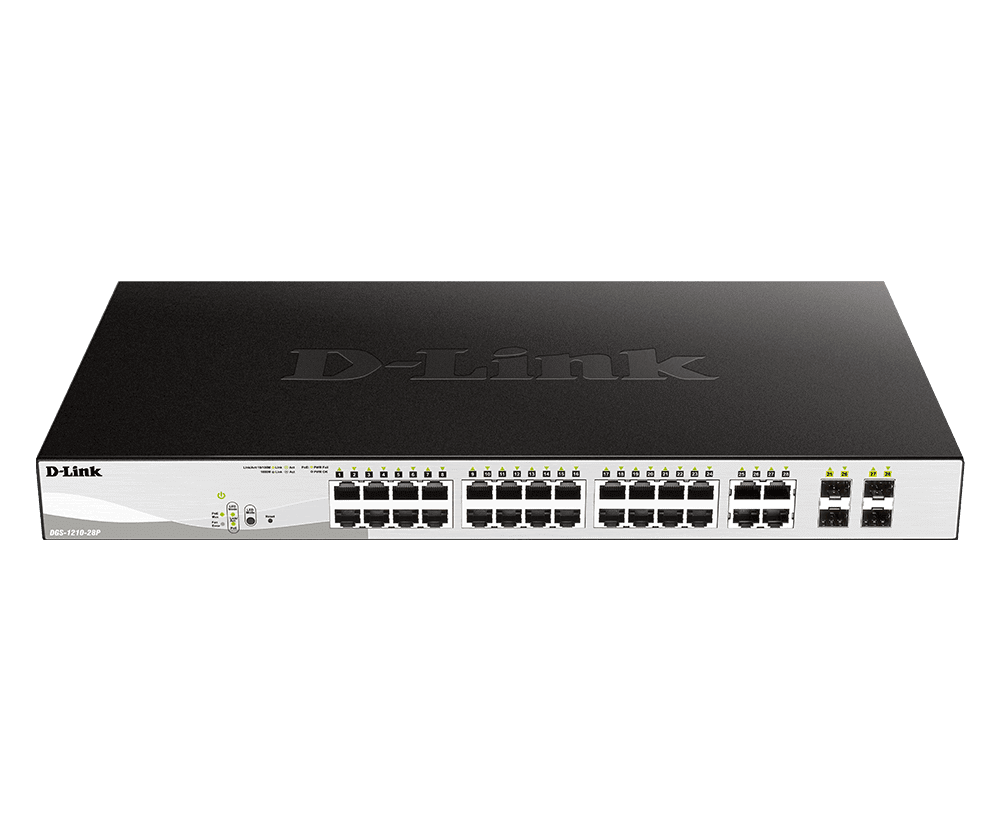 D-Link 24-Port Gigabit Web Smart PoE+ Switch | 4 SFP Slots | 193W Budget | Business Grade - Oryx Computers Qatar