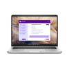Silver laptop with a purple admin training dashboard visible on the screen.
