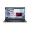 Slim black laptop open, displaying a software dashboard with multiple panels and a floating calendar popup on the screen